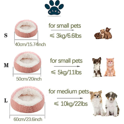 2 in 1 Soft Plush Pet Bed 50CM with Cover Round Cat Bed Pet Puppy Mattress Warm Cat Dog Sleeping Nest Cave for Small Dogs Mats - Urbizia