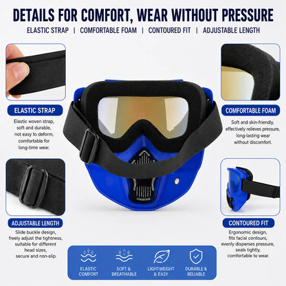 Dustproof Motocross Glasses Adjustable Motorcycle Goggles Breathable Full Face Protective Motorbike Dirt Bike Off-road Mask