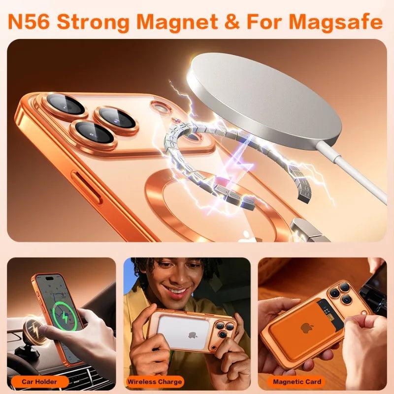iPhone MagSafe Clear Case – Plating Soft TPU Magnetic Cover