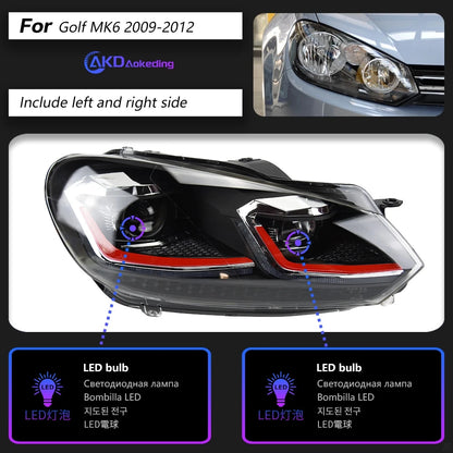 AKD Car Styling LED Head Lamp for Volkswagen Golf 6 Headlights 2009-2012 GOLF VI MK6 LED Headlight DRL Signal Lamp Automotive Accessories