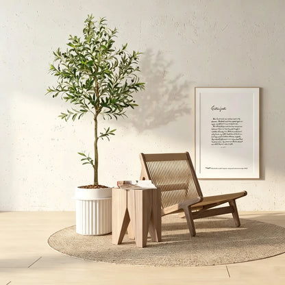 5/6/7/8 Olive Trees Artificial Indoor Faux Olive Tree with Black Pot Silk Fake Plant with Natural Wood Trunk and Lifelike Fruits for Home Office Decor