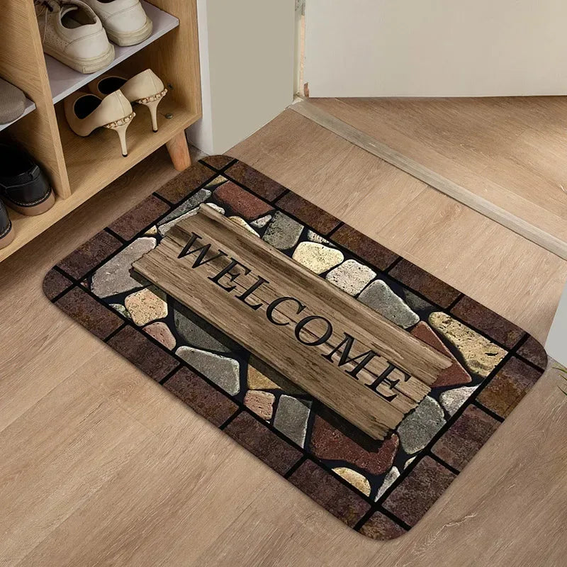 Floral & Letter Graphic Door Mat – Anti-Slip Welcome Rug - Urbizia