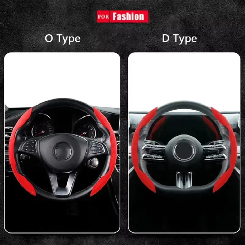 2026 2/3PCS Suede Universal 38CM Car Steering Wheel Booster Cover Non-Slip Auto Interior Steer Protector Decoration Accessories