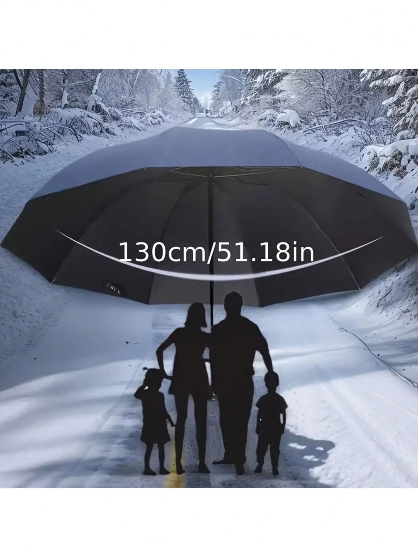 1 Oversized 12-Rib Windproof Umbrella - Manual Open, Waterproof, Tear-Resistant, Steel Frame - Fashionable Minimalist Business Style, Reinforced Foldable Travel Umbrella, Suitable For Men And Women,Spring Summer Picks,Brides