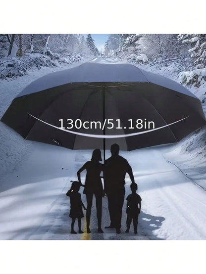 1 Oversized 12-Rib Windproof Umbrella - Manual Open, Waterproof, Tear-Resistant, Steel Frame - Fashionable Minimalist Business Style, Reinforced Foldable Travel Umbrella, Suitable For Men And Women,Spring Summer Picks,Brides