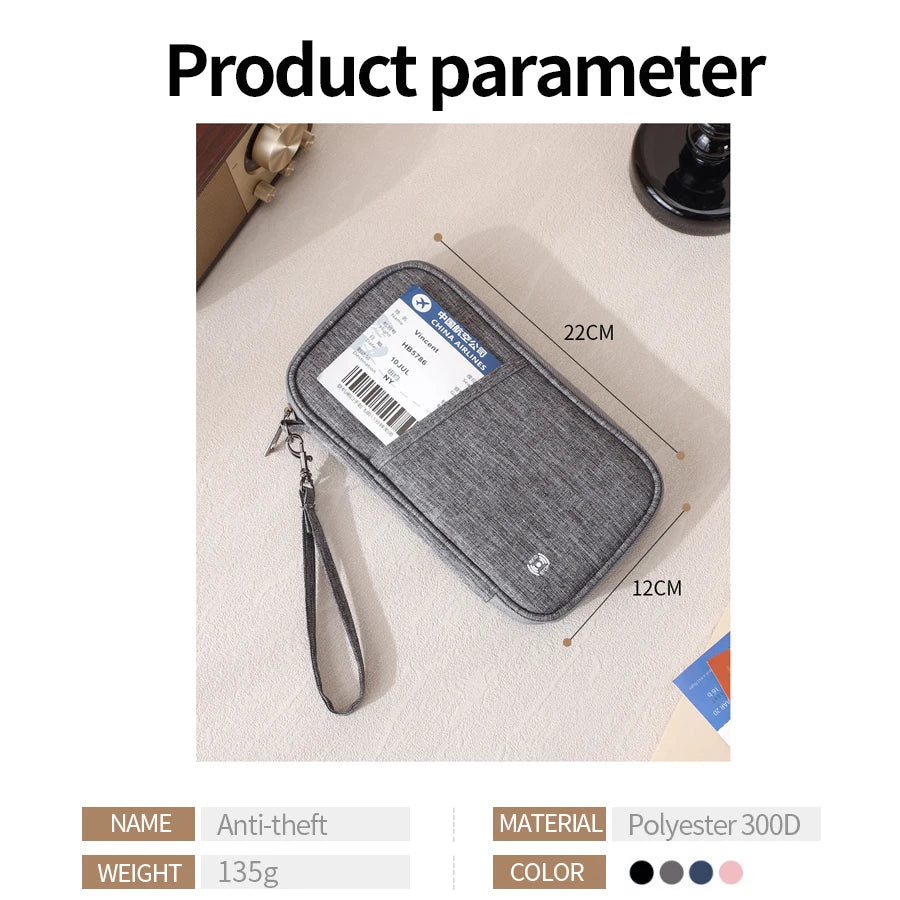 Family Rfid Blocking Passport Wallet Travel Essentials Wallet Passport Holder Bag Travel Document Organizer Credit Cards Case