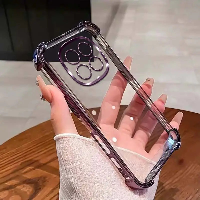 Luxury Plating Transparent Shockproof Case For Note 15 Pro Plus 5G 14/13 Pro Plus 4G 5G Redmi 15C 14C A5 A7 Pro Silicone Cover