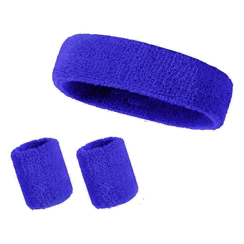 New Hot Athletic Sweatband Hairband Headband Wristband Set in 3-Pack Cotton Head Sweat Bands for Running, Cycling, Yoga, Spa