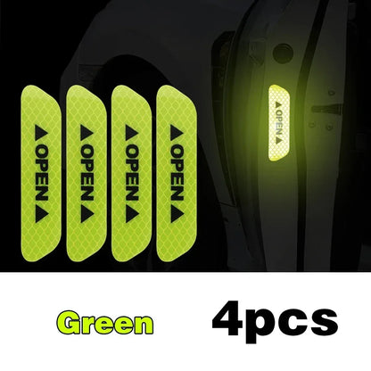 4PCS Reflective Car Door Sticker Safety Opening Warning Reflector Tape Decal Car Accessories Exterior Interior Reflector Sticker - Urbizia