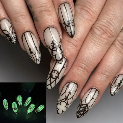Black Cool Fake Nails – Halloween Bat Press on Nails