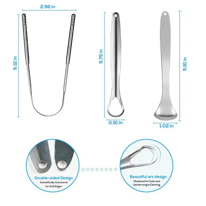 Premium Metal Tongue Scraper – 1 or 3 Pieces - Urbizia