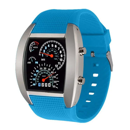 Racing dashboard electronic watch fashion sports aviation LED electronic watch men and women students personalised watch - Urbizia