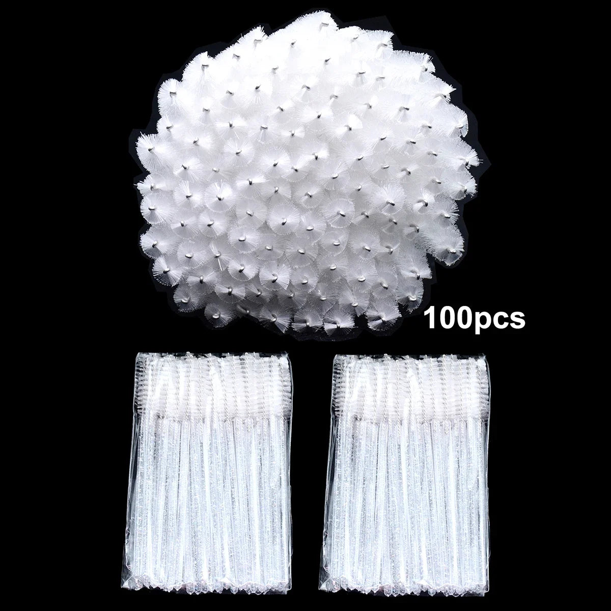 100pcs Disposable Eyelash Brushes – Spoolies & Mascara Wands