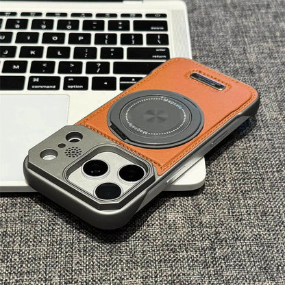 For Magsafe 360 Rotating Bracket Case for iPhone 18 Pro Max 17 16 15 14 13 12 Pro Magnetic Frameless Leather Aromatherapy Cover