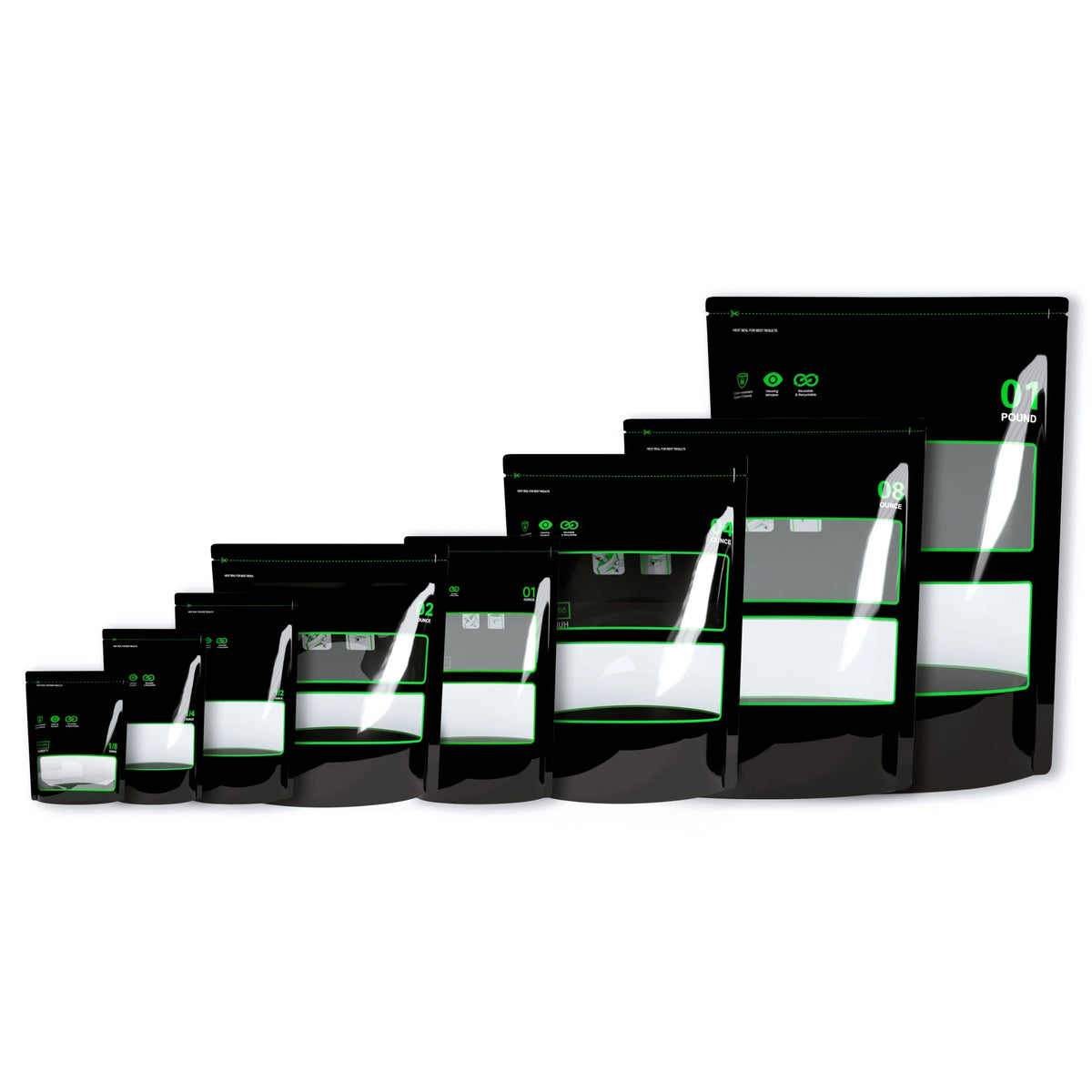1/8 Ounce~1 Pound Lock & Seal Storage & Curing Bags 58%-62% RH Terp Cultivation Pouches Heat Sealable Child Resistant