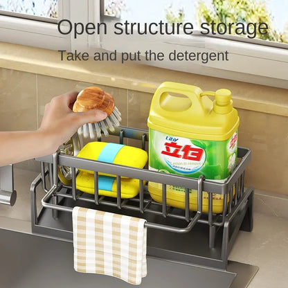 Kitchen Sink Drain Rack No-Drill Storage Shelf