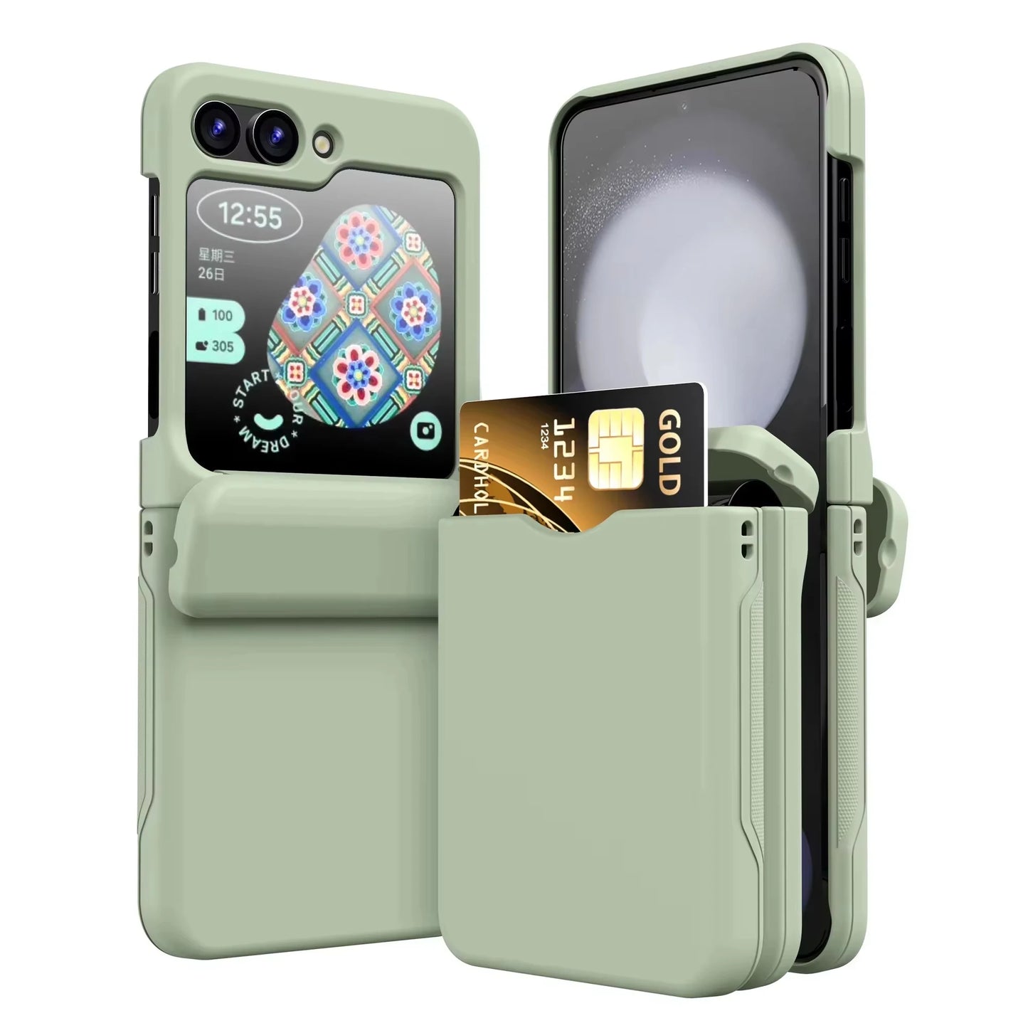 Flip Cover Card Insertion Phone Case For Samsung Galaxy Z Flip 8 Galaxy Z Flip 7 5 4 6 Shockproof Fall Prevention Phone Cover