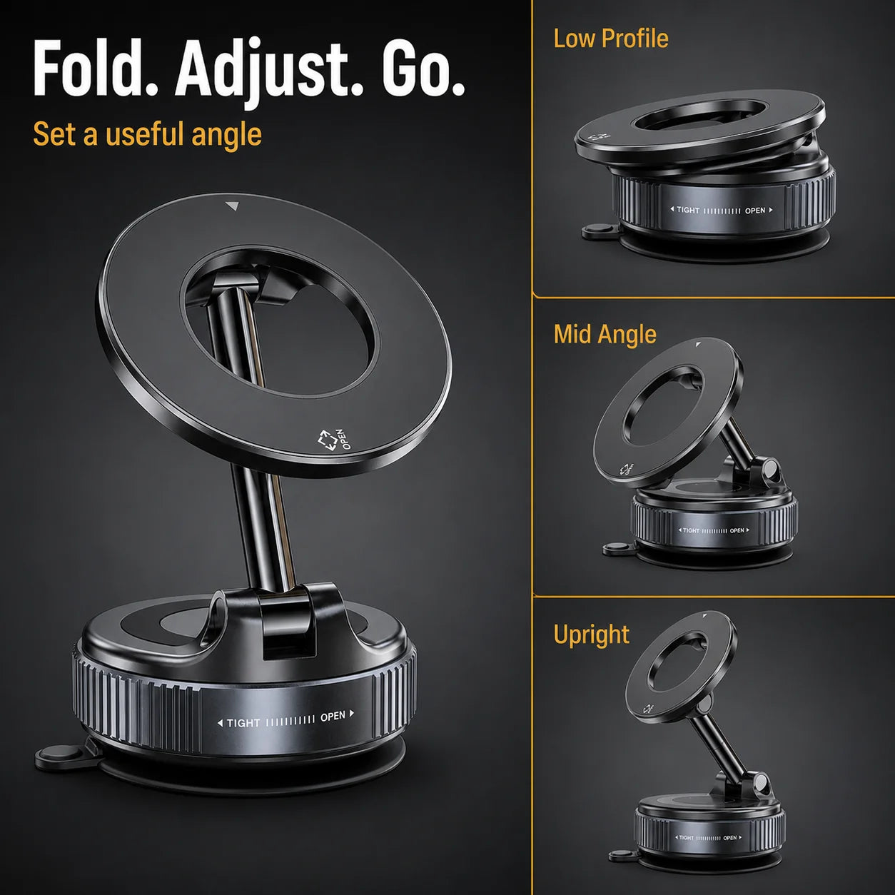 Upgraded Vacuum Magnetic Car Phone Holder, 360° Reinforced Ultra Suction Cup Phone Mount For Car, Travel, Gym, Table