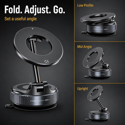 Upgraded Vacuum Magnetic Car Phone Holder, 360° Reinforced Ultra Suction Cup Phone Mount For Car, Travel, Gym, Table