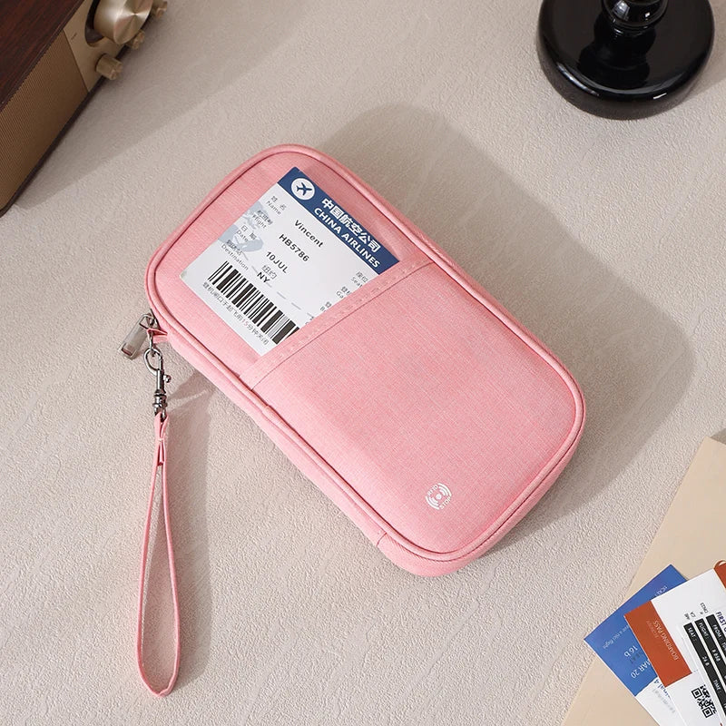Family RFID Blocking Passport Holder Wallet - Travel Document Organizer with Credit Card Case Essential Travel Bag