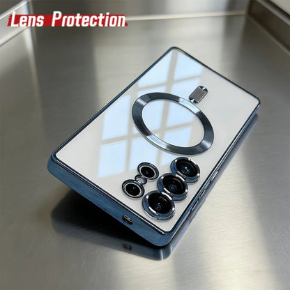 Luxury for Magsafe Magnetic wireless charge Case for Samsung Galaxy S26 S25 S24 S23 S22 Ultra S21 FE Plating Clear Soft Cover