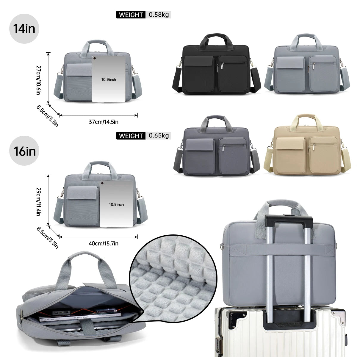 Laptop Bag for Commuting, Suitable for Apple MacBook Air 13, Lenovo Xiaoxin Pro 14, Huawei Matebook 16inch, Dell 15.6inch Protective Case for Women and Men