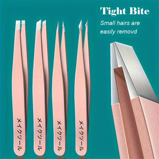 4pcs Set Professional Eyebrow Hair Removal Splinter Tweezers Set Perfect For Very Effortless and Relaxed to Remove