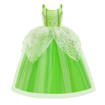 Girls Flower Fairy Dress – Kids Princess Costume with Wings, Halloween & Party Tinkerbell Dress