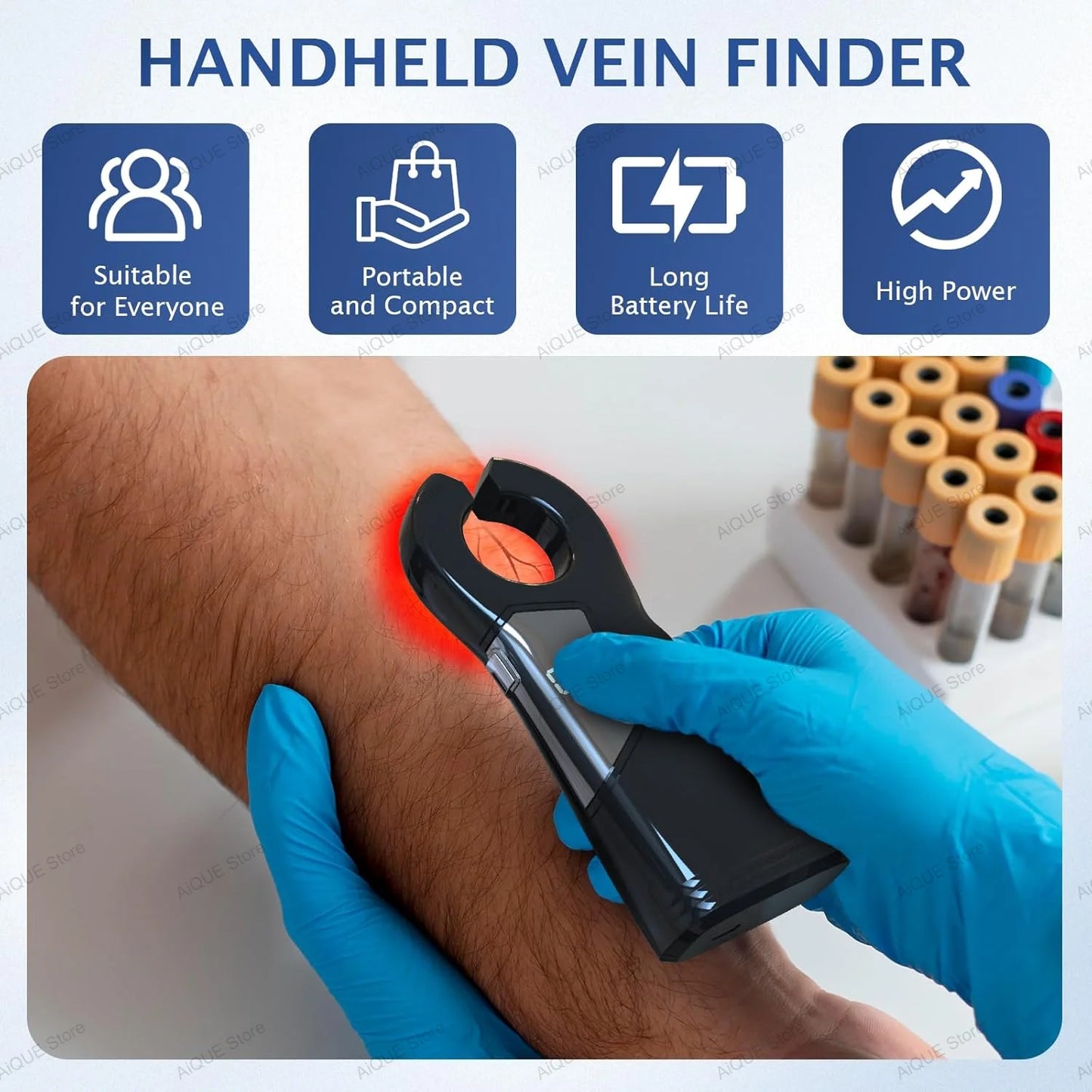 AiQUE Vein Locator with Storage Case Portable Medical Vein Finder Machine Nurse Injection Helper Handheld Emergency Vein Viewer