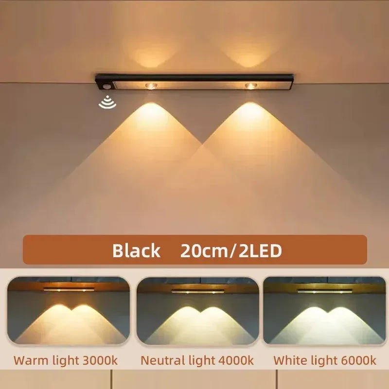 LED Ultra Thin Under Cabinet Lights Motion Sensor night light Wireless 3Color Dimmable For Kitchen Cabinet Bedroom Wardrobe Ligh - Urbizia