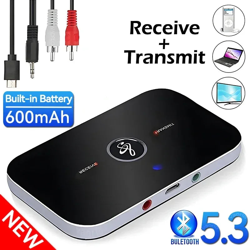 B6 2 IN 1 Bluetooth 5.3 Audio Transmitter Receiver 3.5mm AUX Jack RCA USB Dongle Music Wireless Adapter For Car PC TV Headphone - Urbizia