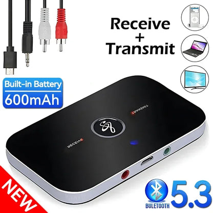B6 2 IN 1 Bluetooth 5.3 Audio Transmitter Receiver 3.5mm AUX Jack RCA USB Dongle Music Wireless Adapter For Car PC TV Headphone - Urbizia