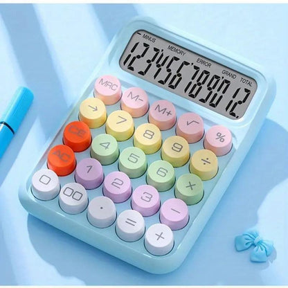 1pc Keyboard Calculator Office 12-digit Mechanical Calculator Cute Candy Color Calculator  Battery not included
