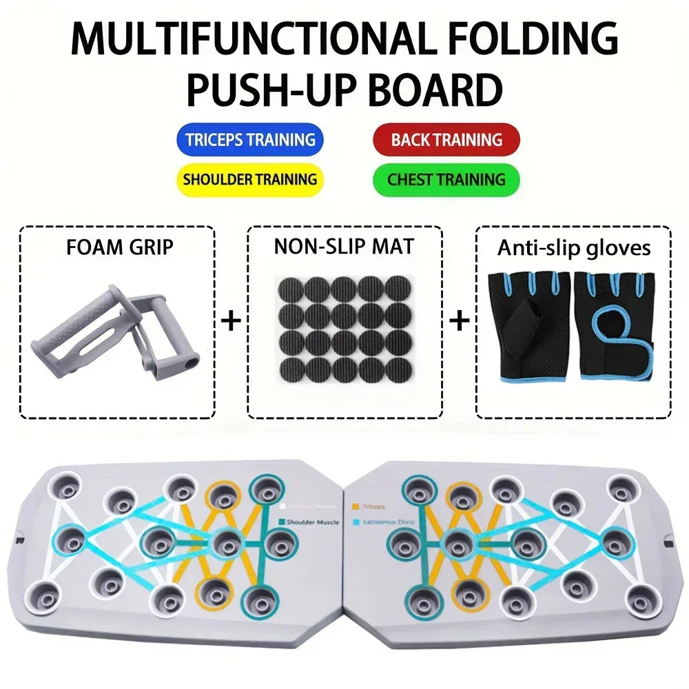 Push-up Board Set Portable Multifunctional Push-up Bar Foldable Fitness Equipment For Chest Abdomen Arms/Back Training - Urbizia