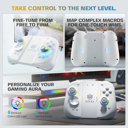 NYXI Hyperion 3 Joypad for Switch 2, Magnetic Modular, Hall Effect No Drift, Mechanical Switches, 9-Axis Gyro - White