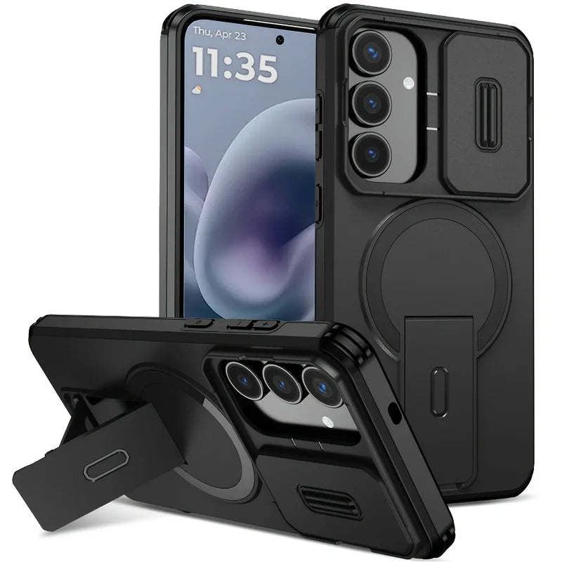 Camera Protection Magnetic Stand Holder Case for Samsung S26 S25 S24 Plus S25FE S23 Ultra A57 A56 A55 A36 A16 Shockproof Cover