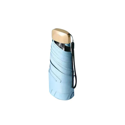 UPF50+ Mini Flat 5-Fold Umbrella, Portable Pocket UV Protection Sun & Rain Umbrella for Women