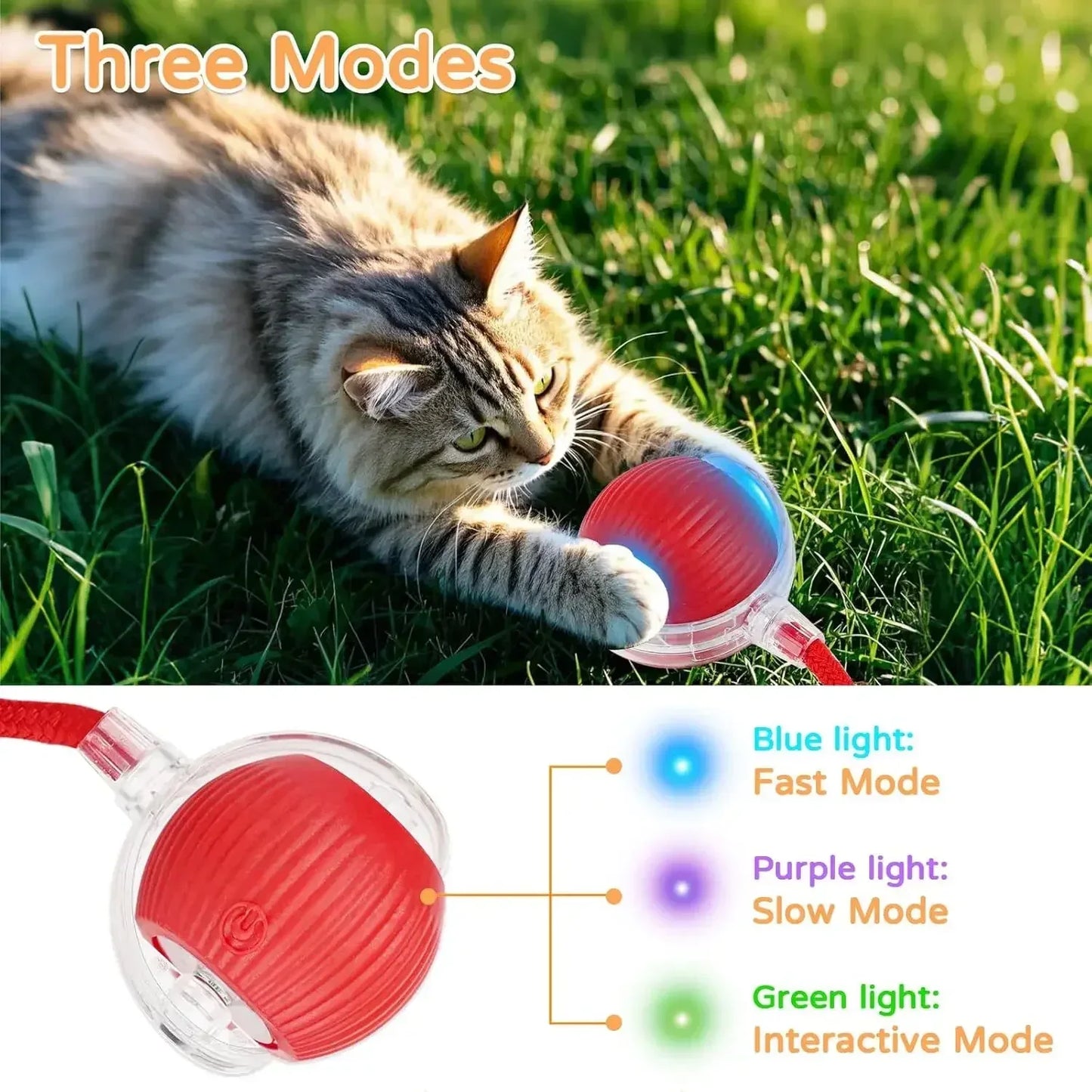 Dog Cat Interactive Ball Toy Automatic Rolling Ball Faux Tail Rechargeable Smart Pet Electric Toy Dog Cat Training Imitate Mouse - Urbizia