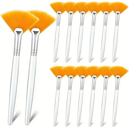 3/6/12pcs Practical Facial Brushes Fan Shape Brush Flat Head Face Mask Applicator Soft Portable Mask Brushes Cosmetic Tools - Urbizia