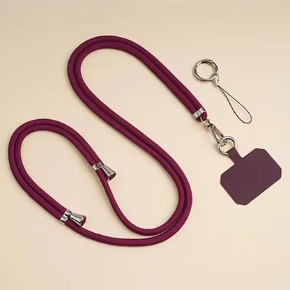 Universal Adjustment Phone Lanyard Solid Color Polyester Necklace Strap Long Hanging Rope With Clip Anti-Lost Crossbody Lanyard
