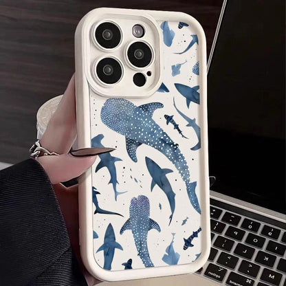 Whale Printed Soft TPU Case for iPhone Series