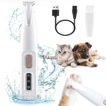 Dog Paw Trimmer with LED Light Fully Waterproof Pet Hair Trimmer with LED Display Dog Clippers for Grooming 18mm Widen Blade - Urbizia