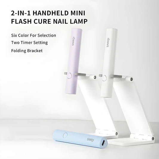 Cordless UV Light for Gel Nail Mini UV LED Nail Lamp Handheld with Stand Portable Nail Dryer with 2 Timers for Fast Drying