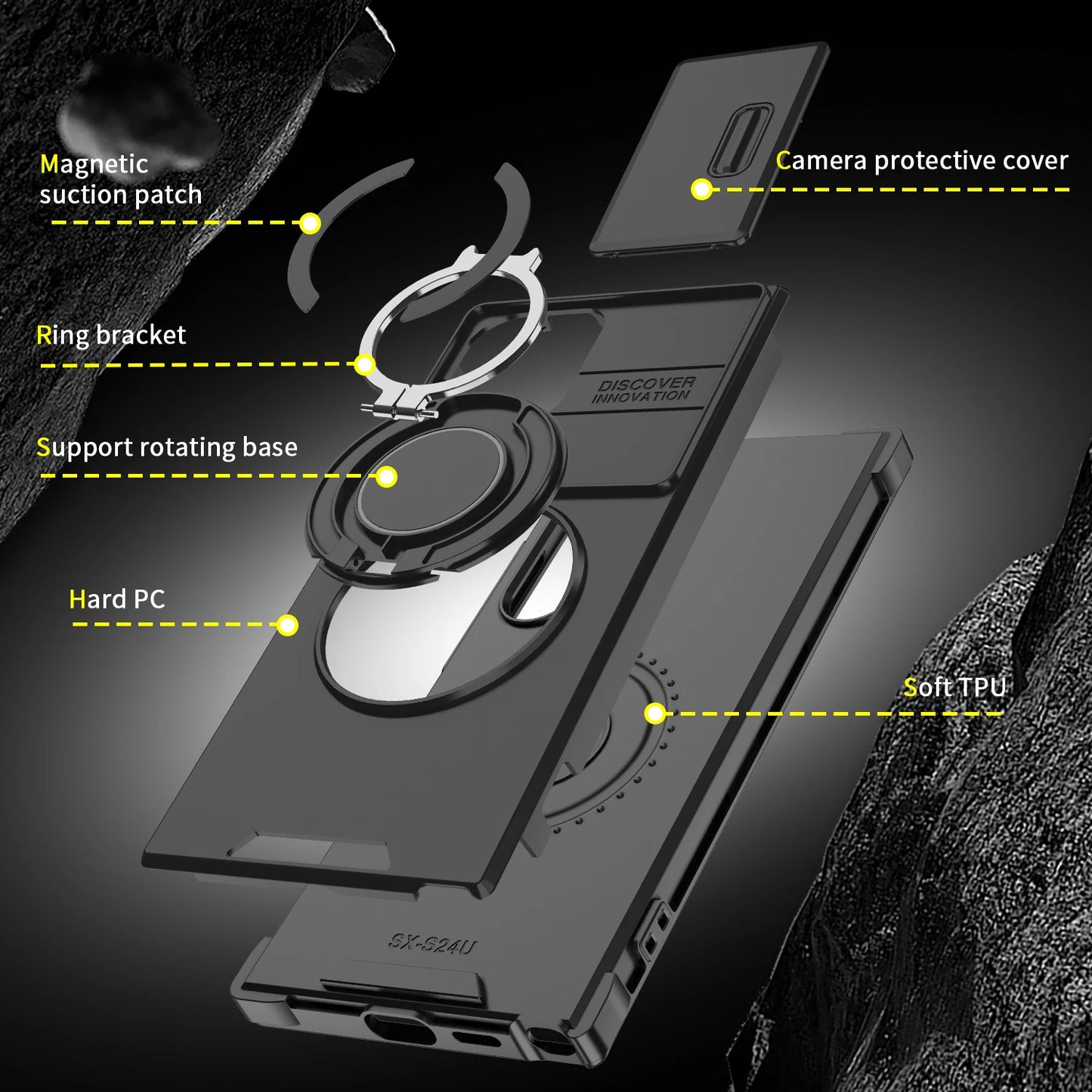 Armor Case for Samsung Galaxy S26 S25 S24 S23 Ultra Plus S25FE S24FE Magnetic Holder Slide Camera Protect Shockproof Back Cover