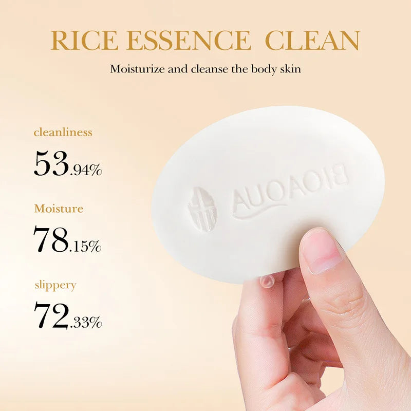 BIOAQUA White Rice Raw Pulp Facial Soap Face Wash Foam Facial Cleanser Moisturizing Oil Control Body Bathing Handmade Soap
