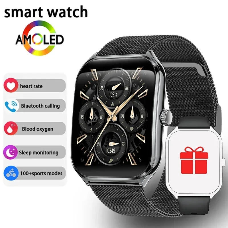 New Ultra Thin Smart Watch men 1.96" AMOLED HD Pixel Display Always Show Time BT Call Reminder Smartwatch Ladies For Android iOS - Urbizia