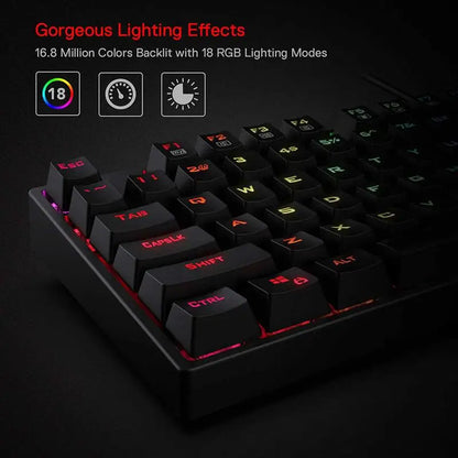 Redragon K582 SURARA RGB LED Backlit Mechanical Gaming Keyboard with 104 Keys-Linear and Quiet-Red Switches