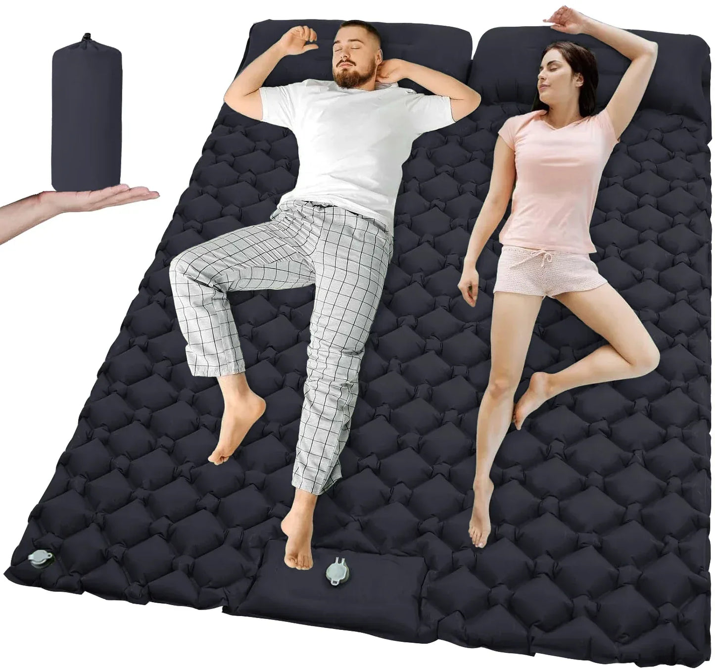 Outdoor Camping Double Inflatable Mattress Extra Wide Sleeping Pad Ultralight Folding Bed Sleeping Mat Car Travel Mat - Urbizia