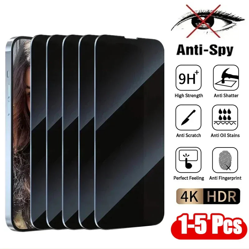 1–5Pcs Anti-Spy Tempered Glass for iPhone Privacy Protector