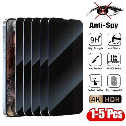 1–5Pcs Anti-Spy Tempered Glass for iPhone Privacy Protector